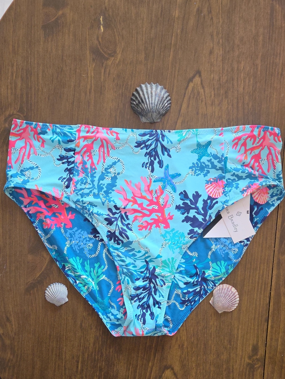 Vera Bradley Turquoise Shore Thing Reversible Swim Bottoms Size 12/14